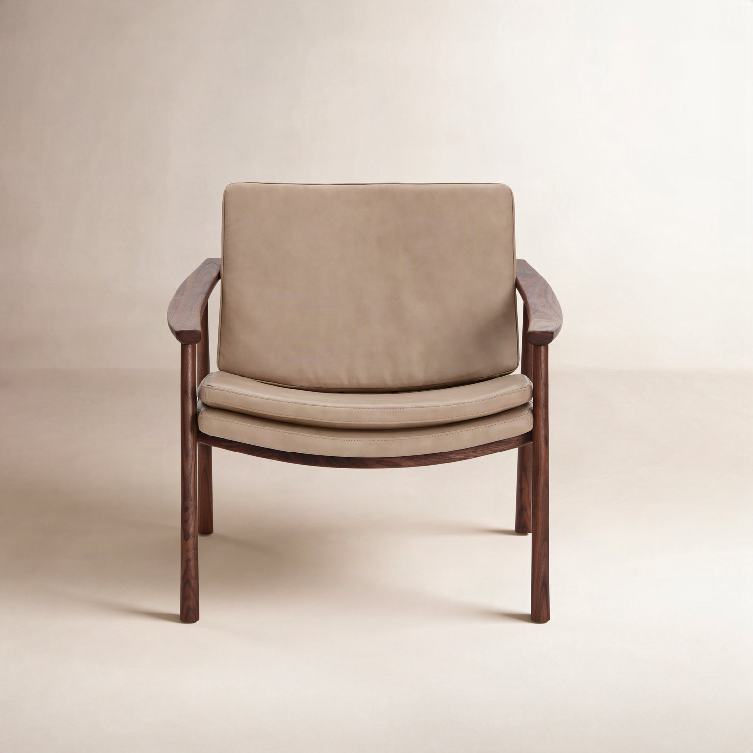 Ciera Walnut Genuine Leather Armchair, Soft Brown