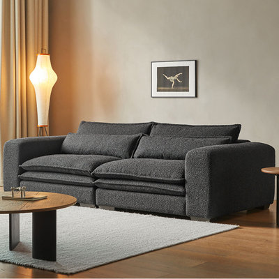 AABB695820683353ML&Color&Size 98.43'' Velvet Square Arm Modular Sofa -  MABOLUS, Threeseat20240322AABB695820683353MLBlack250