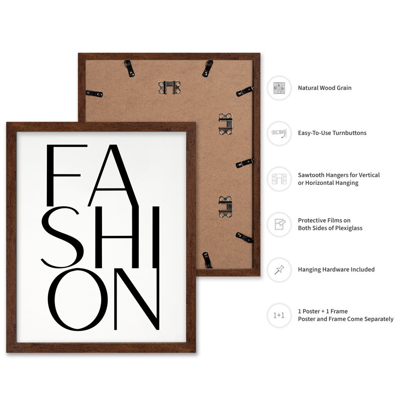 Mode, Affiche, Encadrement brun, H 11 po x l 14 po
