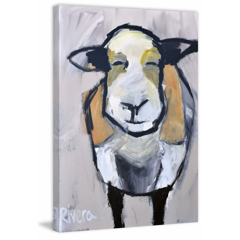 Grinning Sheep by Michelle Rivera - Wrapped Canvas Painting, 45cm H x 30cm W x 3.81cm D
