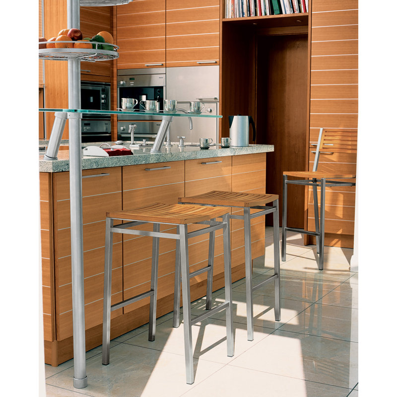 Equinox Sling Bar Stool with Teak Arms