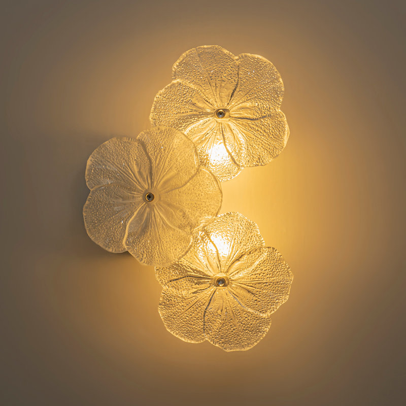Autry 2-Light Modern Bathroom Vanity Light with Flower Glass Shades, Matte White Metal Wall Sconce for Bedroom Living Room Hallway, G9 Base