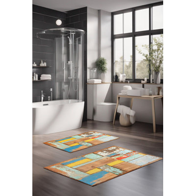 Eakly Luxury Bathmat Set (2 Pieces), 100% Polyester, 16.0 x 23.6 inches & 23.6 x 39.4 inches | Non-Slip Antibacterial Design, 0.3 in Pile Height | Machine Washable, Durable & Easy to Clean | Ideal for Bathroom Décor