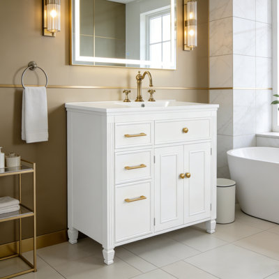 Meuble-lavabo sur pied 36 po avec lavabo en céramique
