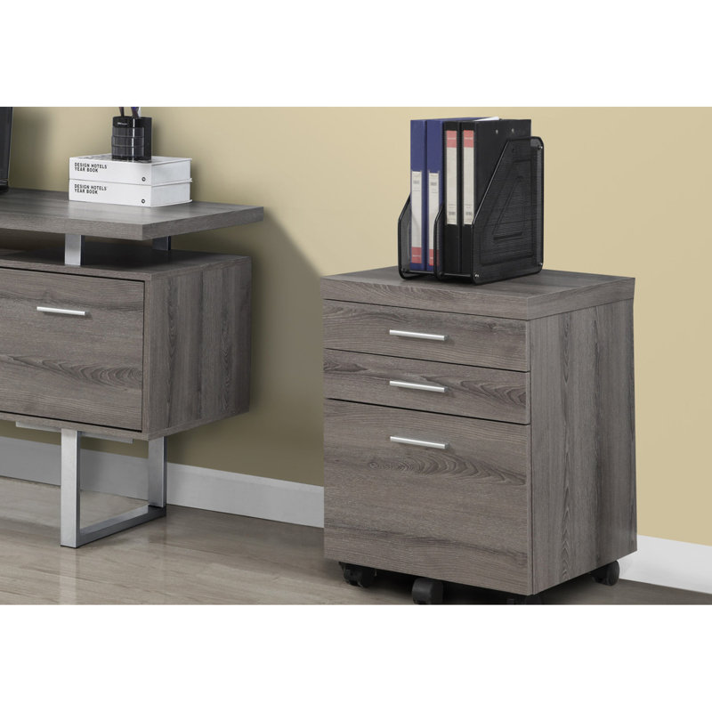 Classeur moderne avec roulettes, rangement, taupe, roulettes de style bureau, tiroirs, stratifié taupe,