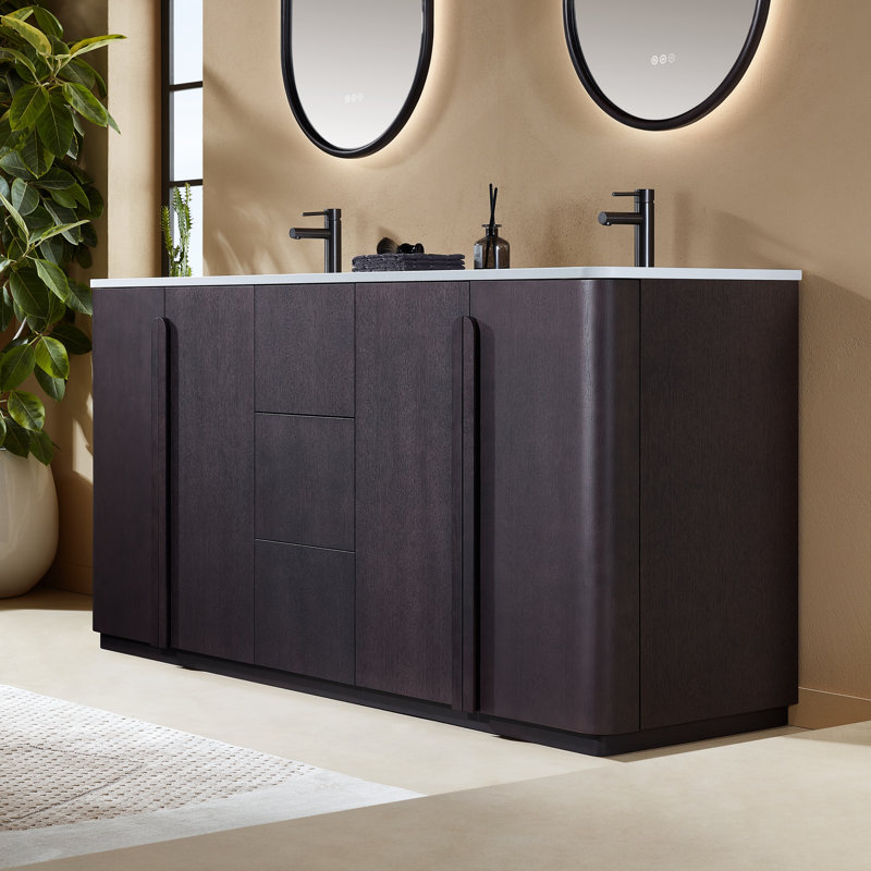 Parma 72" W Double Vanity, Espresso Oak