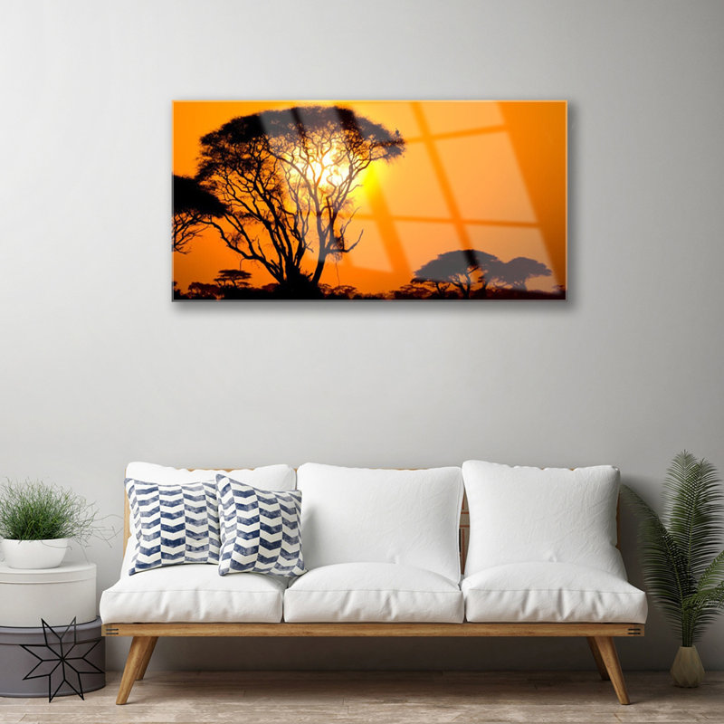 Trees Sun - No Frame Print on Glass