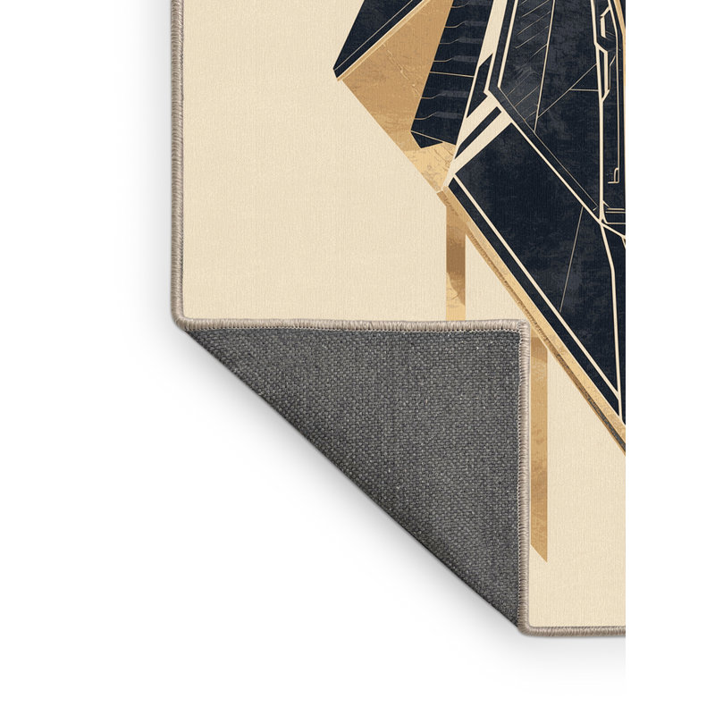 Tapis beige doux et moelleux à motif géométrique moderne de couleur interstellaire Eger, 2 pi x 3 pi