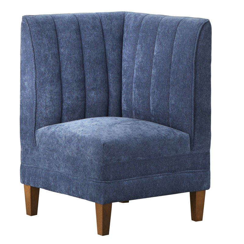 Chaise d'appoint rembourrée Caraviello, Mélange de polyester bleu