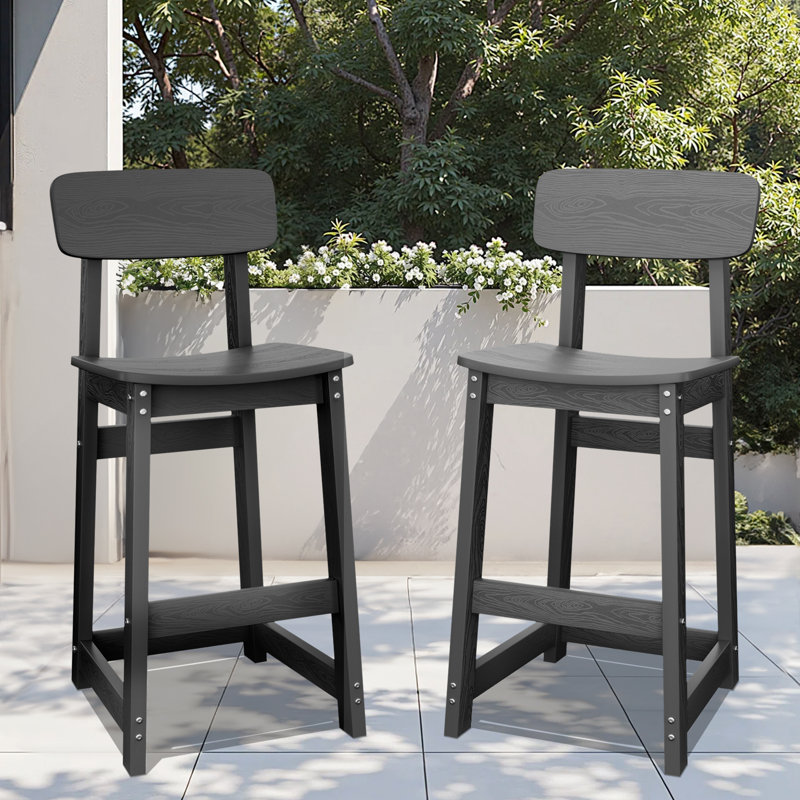 Ensemble de 2 chaises simples et modernes en PEHD pour l'extérieur, Noir