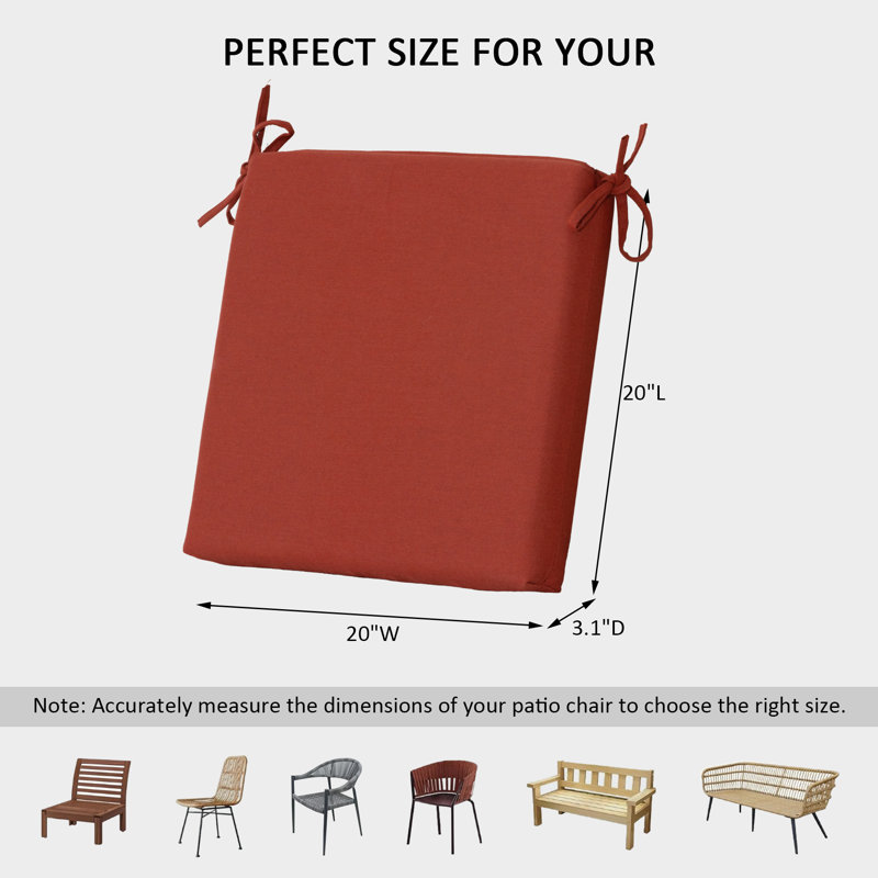 Coussin de chaise de patio 20 po x 20 po (ensemble de 4) - résistant à l'eau