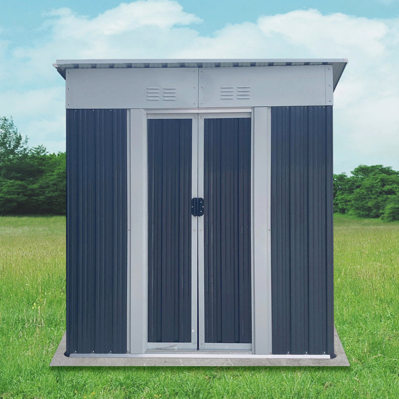 5Ftx3ft Pent Roof Grey Outdoor Tool Bike Storage Garden Shed With Aluminum Alloy Frame And Sliding Door, Gray
