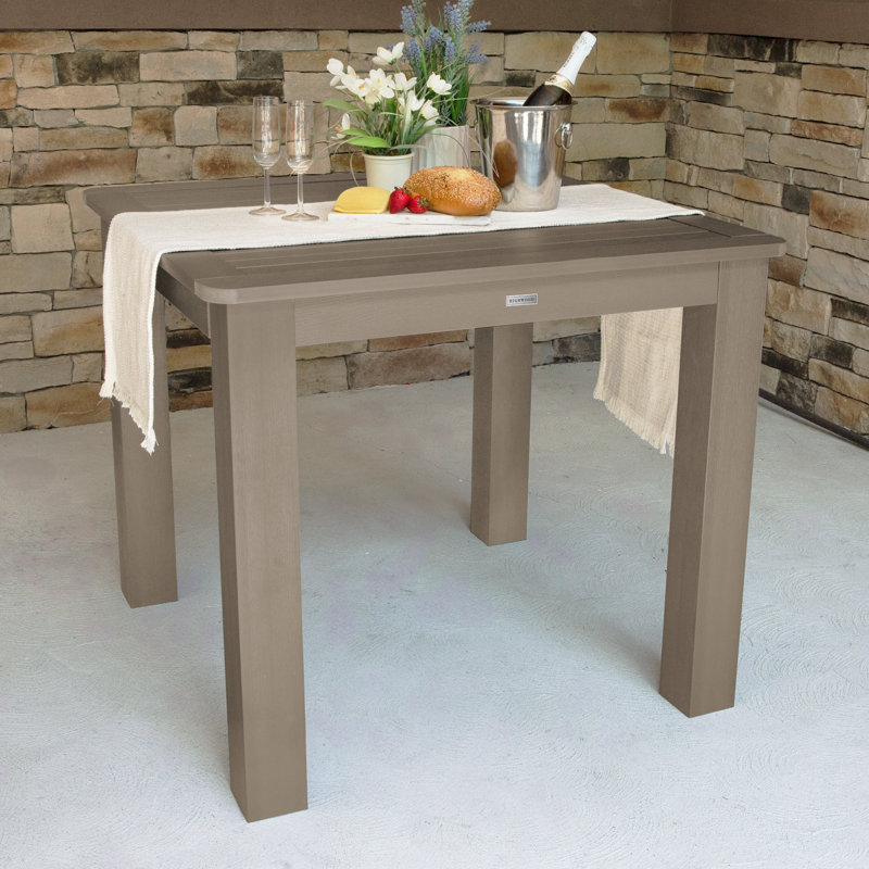 Highsmith Rectangular Outdoor Dining Table With Umbrella Hole , in. W 42'' in. D, Woodland Brown, 36" H x 42" W x 42" D