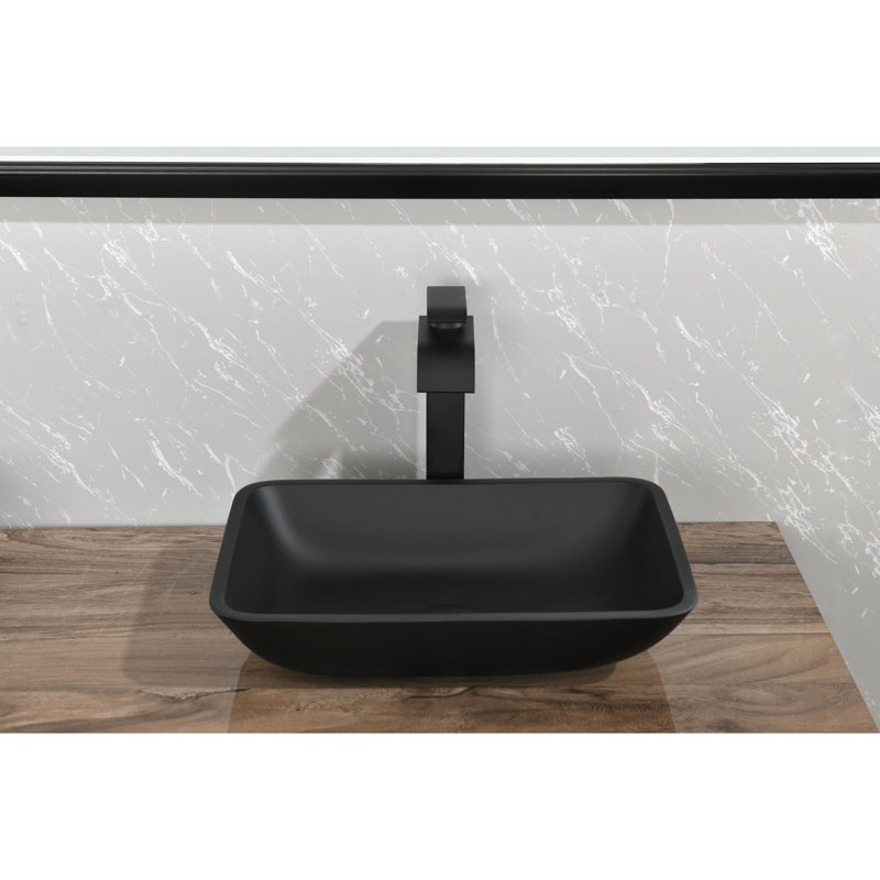 All-Inclusive Matte Black Bathroom Sink With Faucet And Pop-Up - 13.0"X18.13"X4 Elegant Rectangular Vessel Drain 13.0" L X 18.13" W 4" H