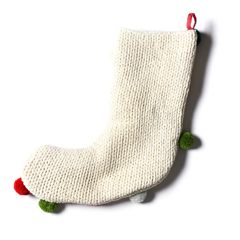 Knit Stocking With Pom Poms
