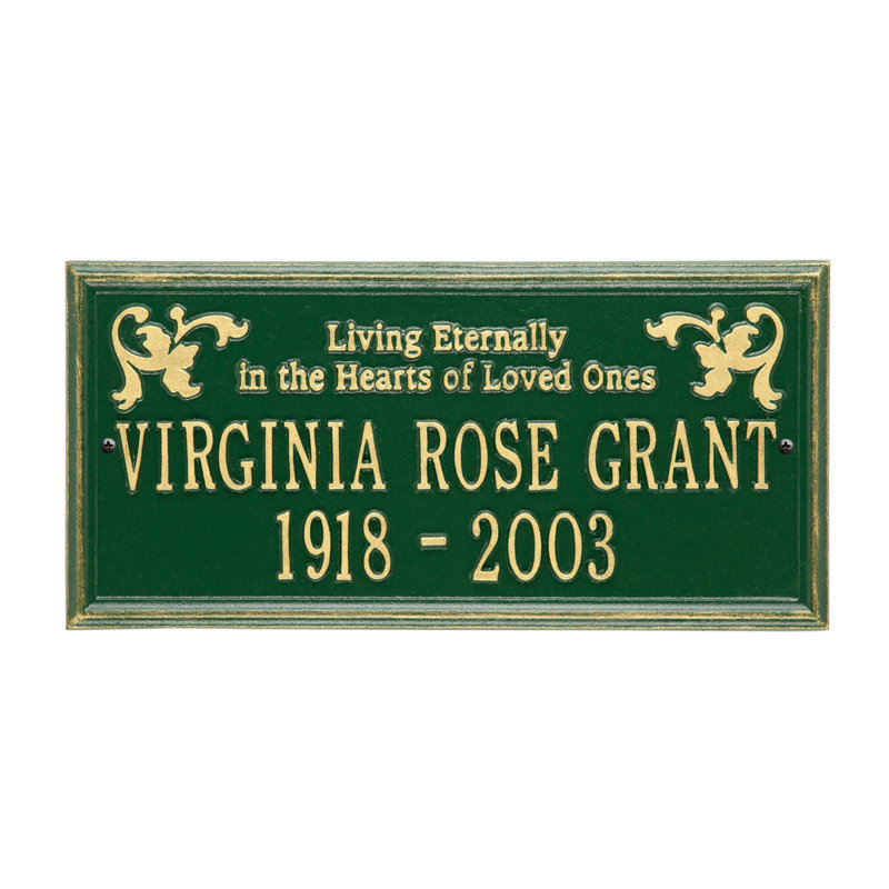 Wilmington 'Living Eternally' Memorial Plaque, Yes, Green/Gold