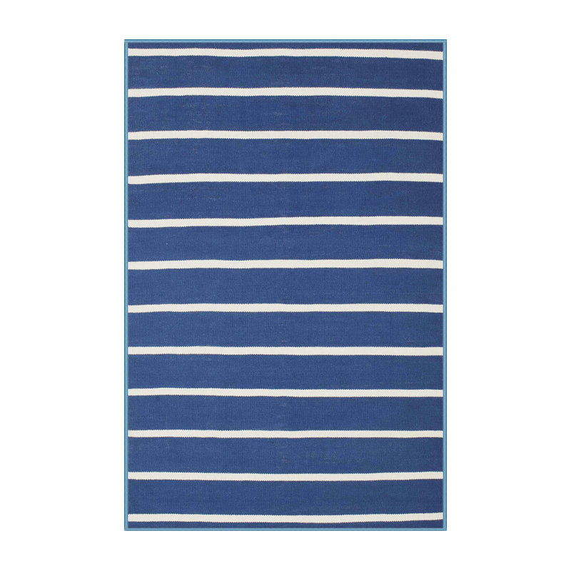 Tapis bleu/blanc contemporain, Rectangle 4 pi x 6 pi