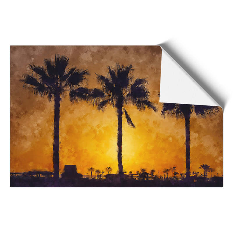 Palm Trees at Sunset Painting - Frameless Print, 30cm H x 42cm W x 0.1cm D