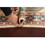 Tapis beige / ivoire en laine noué à la main de conception unique 2 pi 9 po x 4 pi 3 po New Age