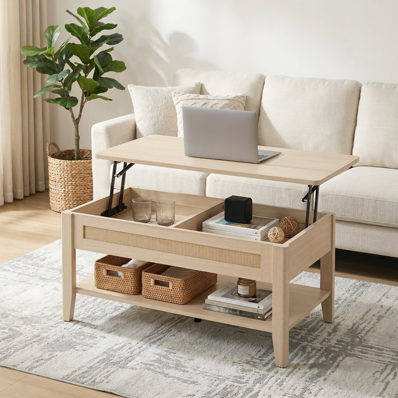 Breshawna 34.5'' W Rattan Lift-Top Coffee Table