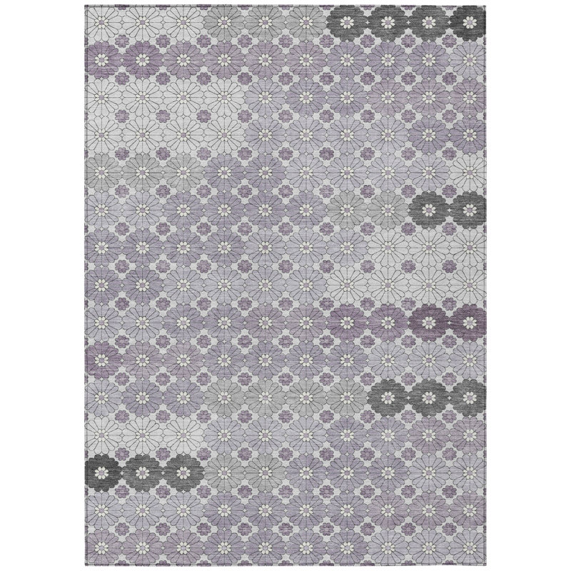 Braeyn Purple Washable Indoor-Outdoor Rug - LOOMLAN, 5' x 7'6"