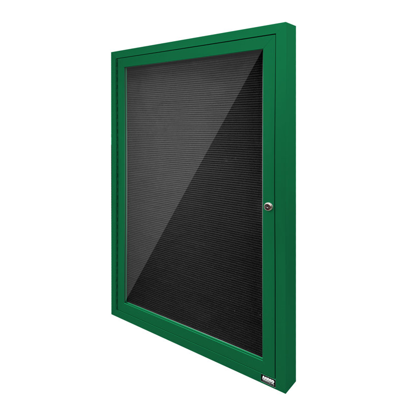 Tableau d'affichage mural fermé pour armoire d'annuaire, Vert thermolaqué, Un, H 48 po x l 36 po