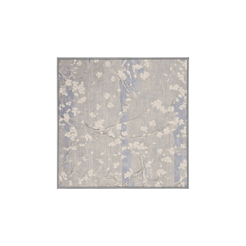 Machine Washable Gray Area Rug, Square 6'