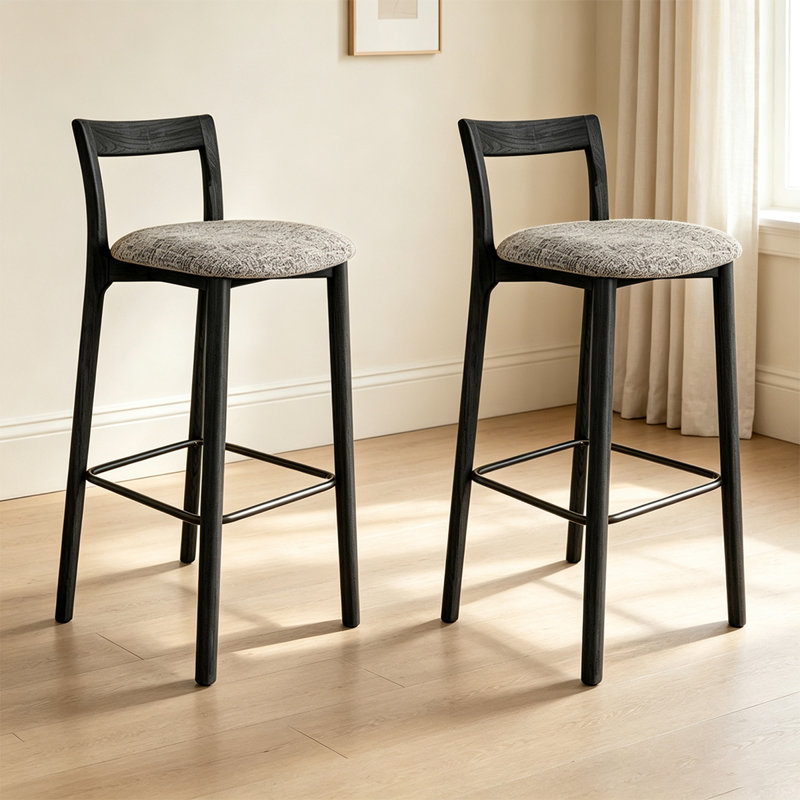 Chaise d'appoint noire à dossier bas (ensemble de 2), Noir, 29.53"