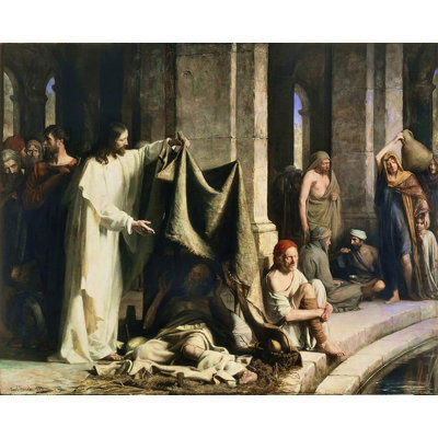 "Christ Healing at the Pool of Bethesda" by  Carl Bloch - Gallery Wrap Canvas Wall Art