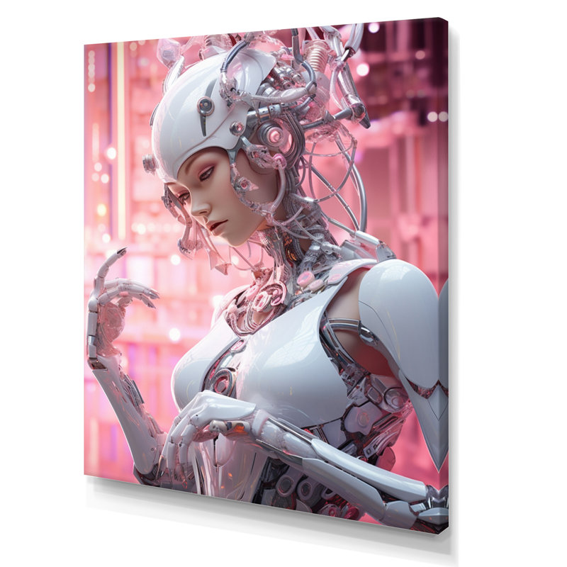 «Femelle robotique adversaire I» sur toile, Toile tendue, H 32 po x l 24 po x P 1 po