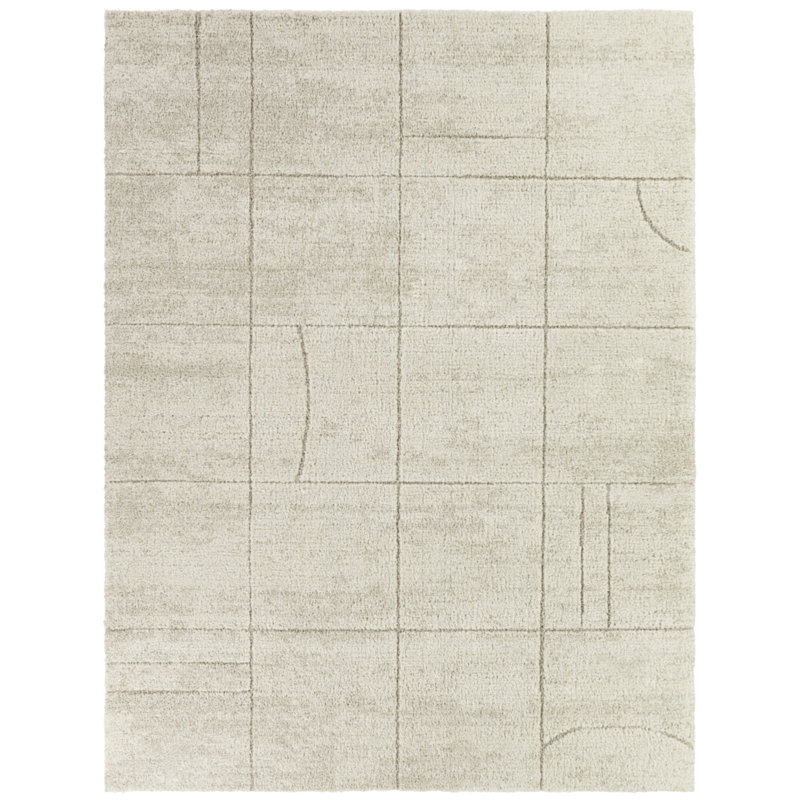 Yelton Beige Organic Modern Geo Area Rug, Rectangle 7 pi 10 po x 10 pi
