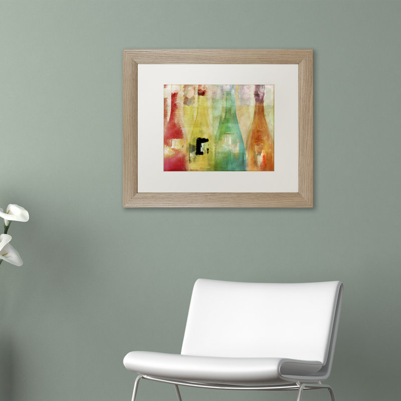 Jadaya «Bouteilles», reproduction d'art encadrée, H 11 po x l 14 po, Toile avec cadre brun, Blanc
