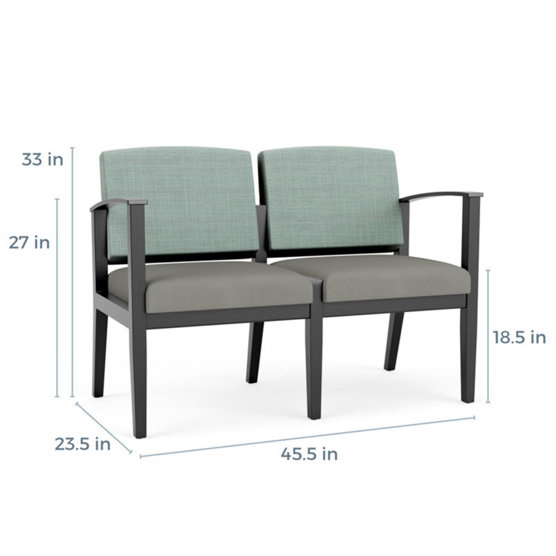 Siège tandem 2 places Amherst, Noir, Chambray écume de mer / Patriot Plus colombe