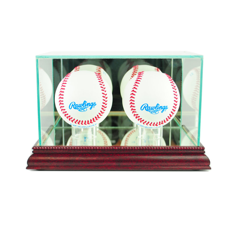 Perfect Cases And Frames 7'' W 5'' D Baseball Glass Ball / Puck Case, Cherry
