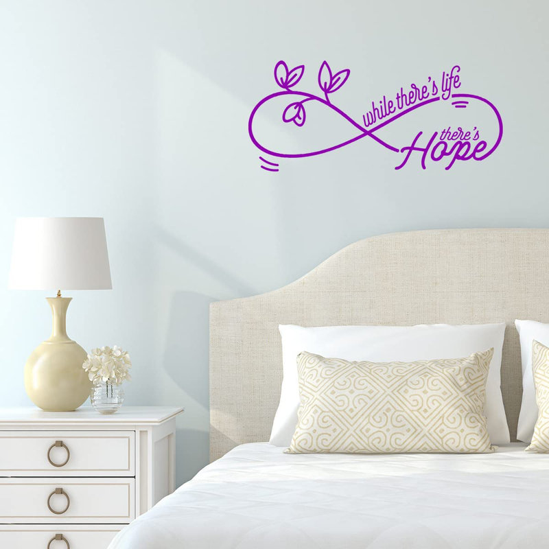 Adhésif décoratif «Bien qu'il y ait de la vie, il y a de l'espoir», Mauve, H 22 po x l 50 po