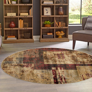 Knowle Abstract Brown/Red Area Rug