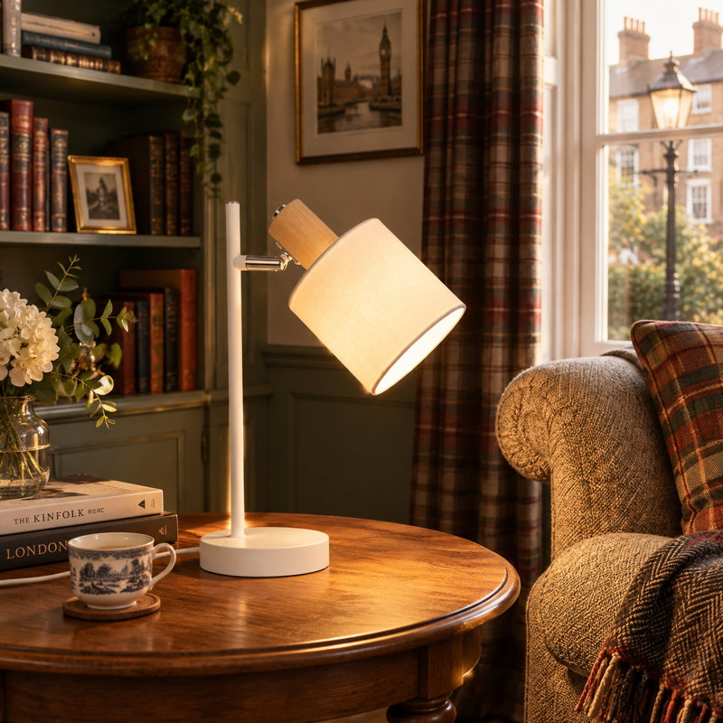 1-Light White Table Lamp