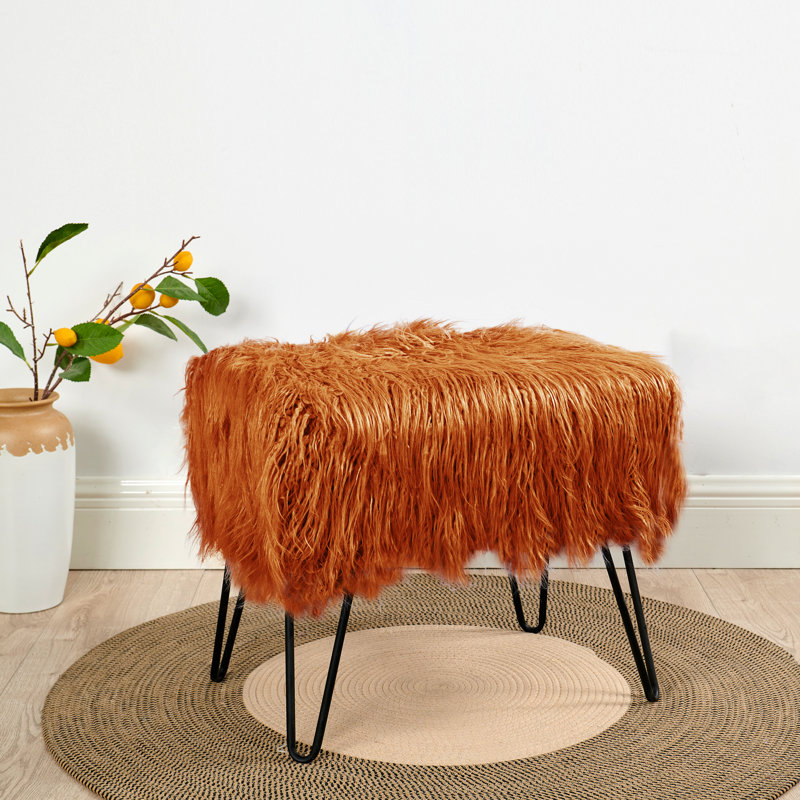 Repose-pieds standard de 19 po de large Keilia, Fausse fourrure rouille