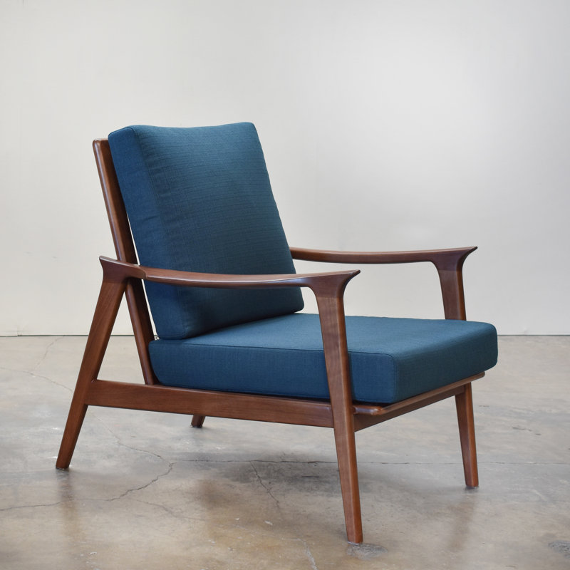 Charlotte Arm Chair, Walnut Frame, Azure