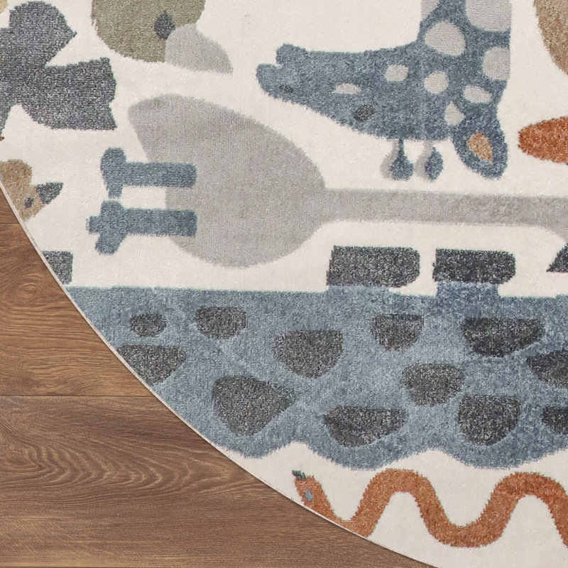 Tapis ivoire lavable à la machine Astra, Rond 7 pi 10 po
