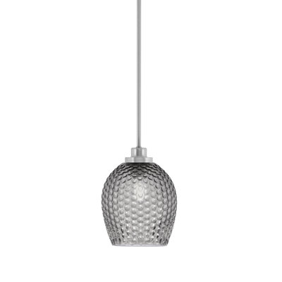 Mini-luminaire suspendu Odyssey suspendu en nickel brossé, verre fumé 7,5 po