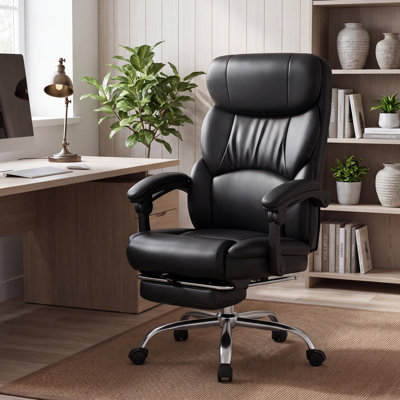 400lbs Capacity 23" Wide Massage Ergonomic Executive Office Chair with Adjustable Footrest, Heated Lumbar Support, 4-Point Vibration