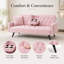 Canapé-lit capitonné de 72 po en velours rose avec canapé-lit pour lit d'invité et canapé-lit 2 places avec garniture cloutée pour petit espace (rose)