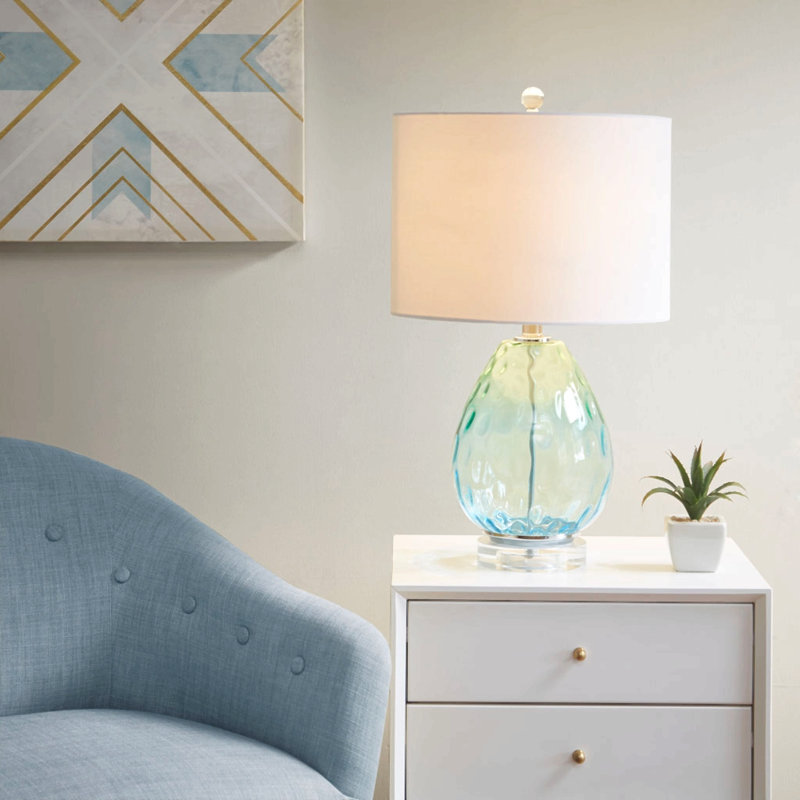 Lampe de table en verre Ombre, Bleu