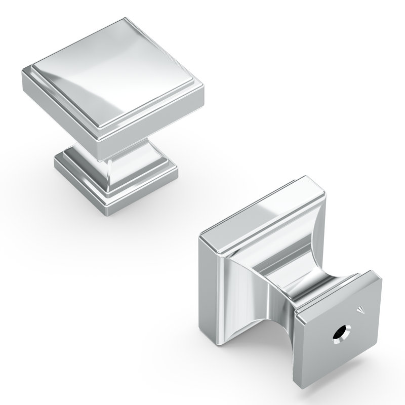 Brownstone Collection Square Knob - Cabinet Knob - Transitional Hardware for Drawers & Cabinets, Chrome, 1-1/8"