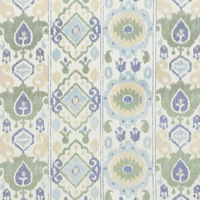 Elizia Ikat Fabric, Green/Blue