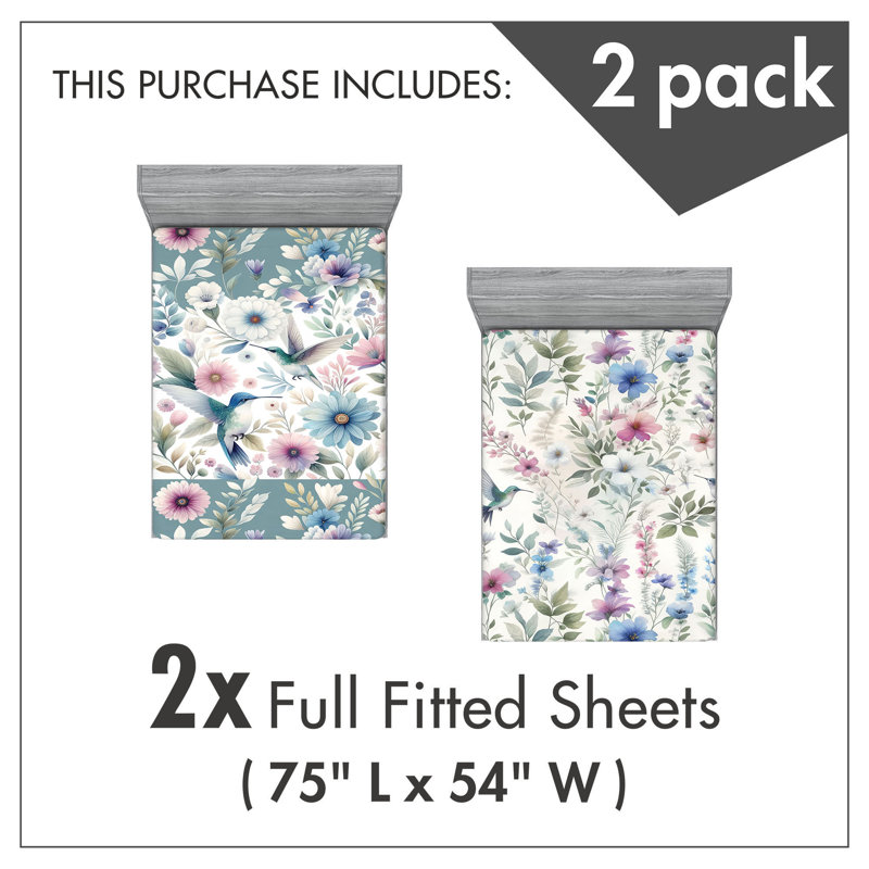 Microfiber Birds And Nature Fitted Sheet, Full Fitted Sheet