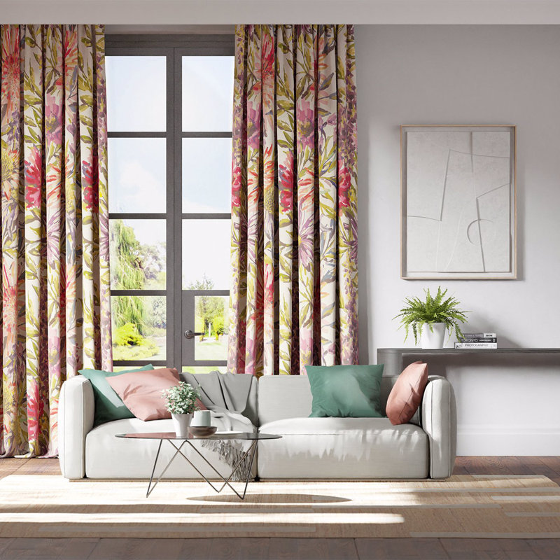 Floreale Fabric, Fuchsia/Heather/Lime