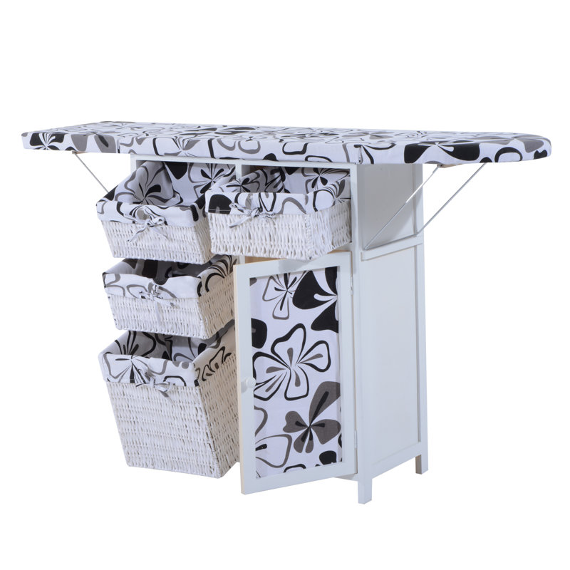 Crédence 4 tiroirs 51,2" wide Chaunte, Blanc/Noir