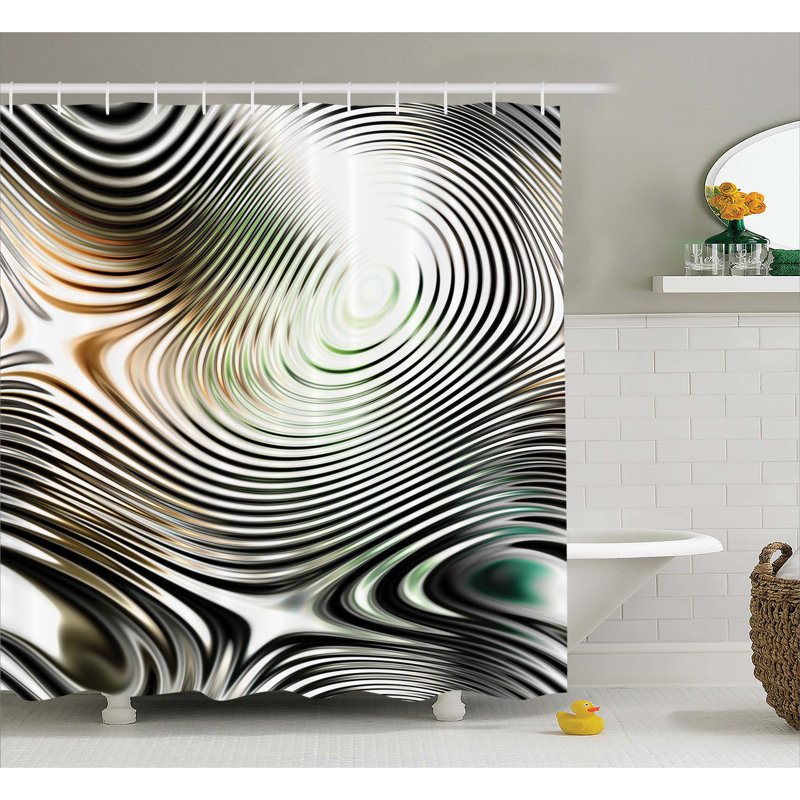 Striped Shower Curtain with Hooks Included, 69" W x 75" L